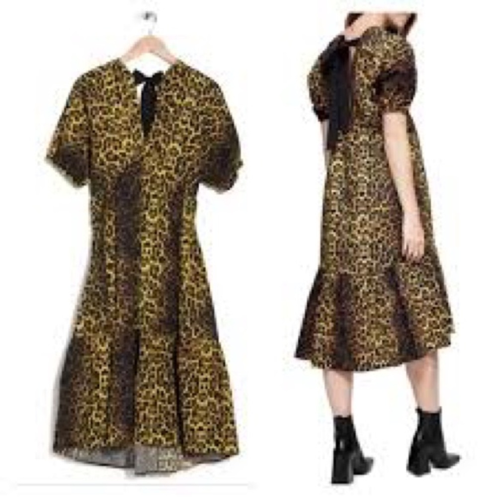 Topshop Leopard Print Midi Dress in Yellow and Black